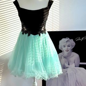 Blondie Nites Black/Mint green sparkle tulle babydoll special occasion dress